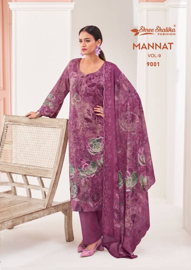 Mannat Vol 9 By Shree Shalika Digital Printed Lawn Cotton Dress Material Wholesale Online
